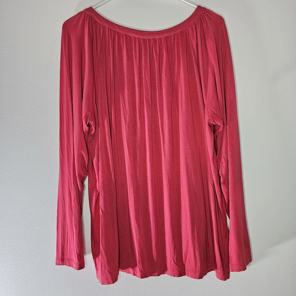 Chaps Denim Coral Criss-Cross Top Sz 1x - Picture 7 of 8